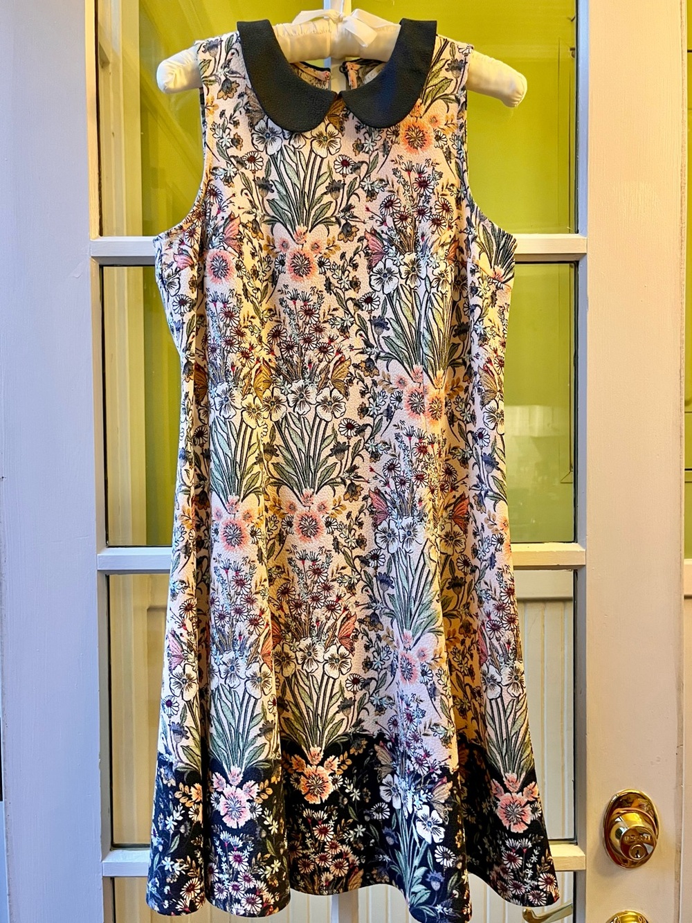 Lauren Conrad Floral A-Line Dress with Peter Pan Collar in Pink/Cream & Navy